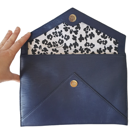 NWOT Rebecca Minkoff Blue Navy Clutch Stars Envelope Leather Silver - Picture 2 of 6